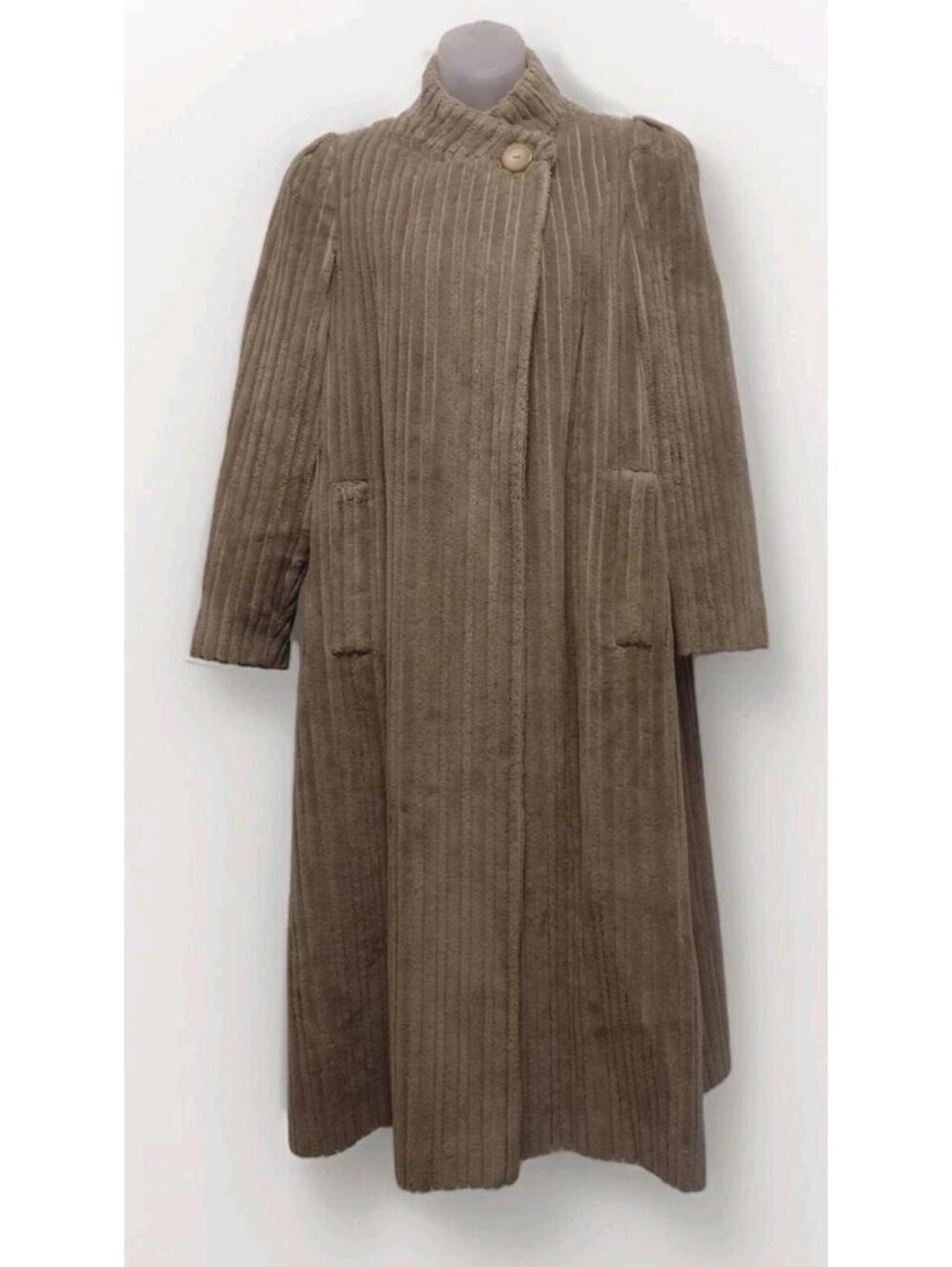 VTG 60s Wide Wale Corduroy Coat ILGWU Satin Lined Brown M